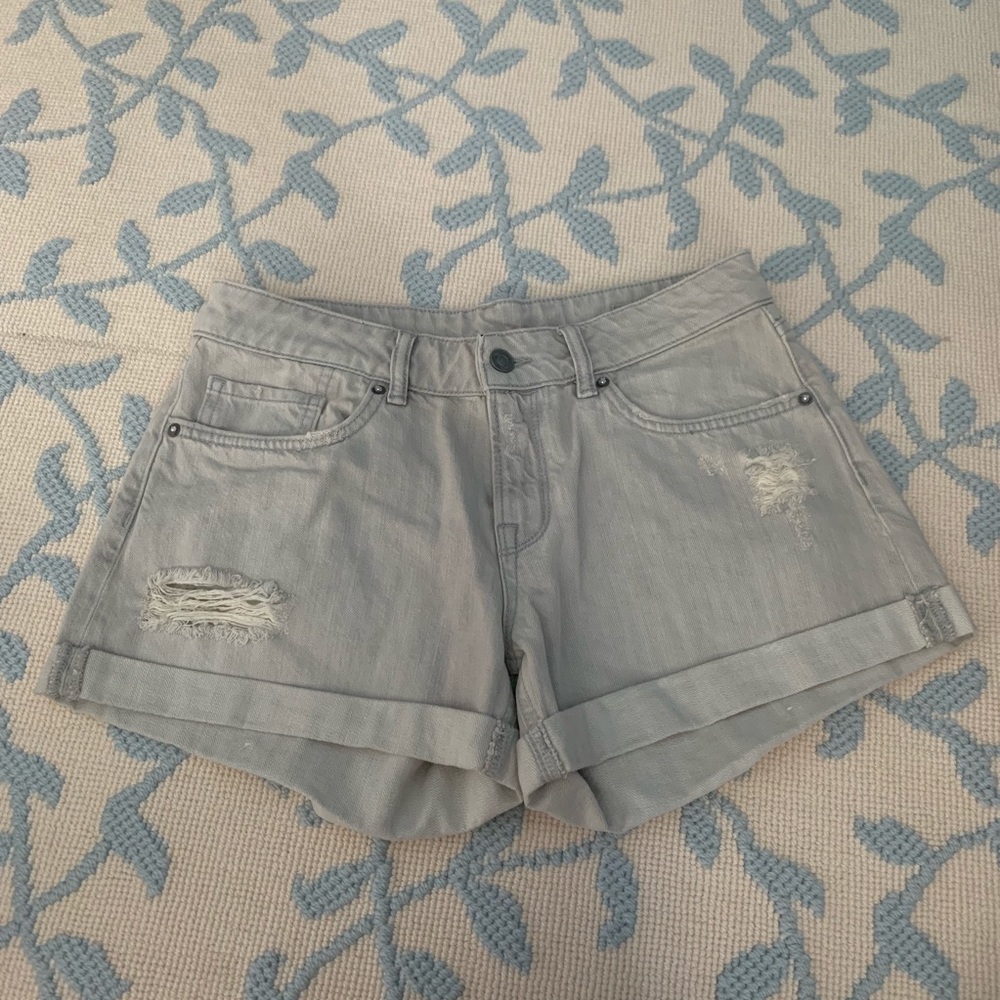 All saints grey jean shorts size 29